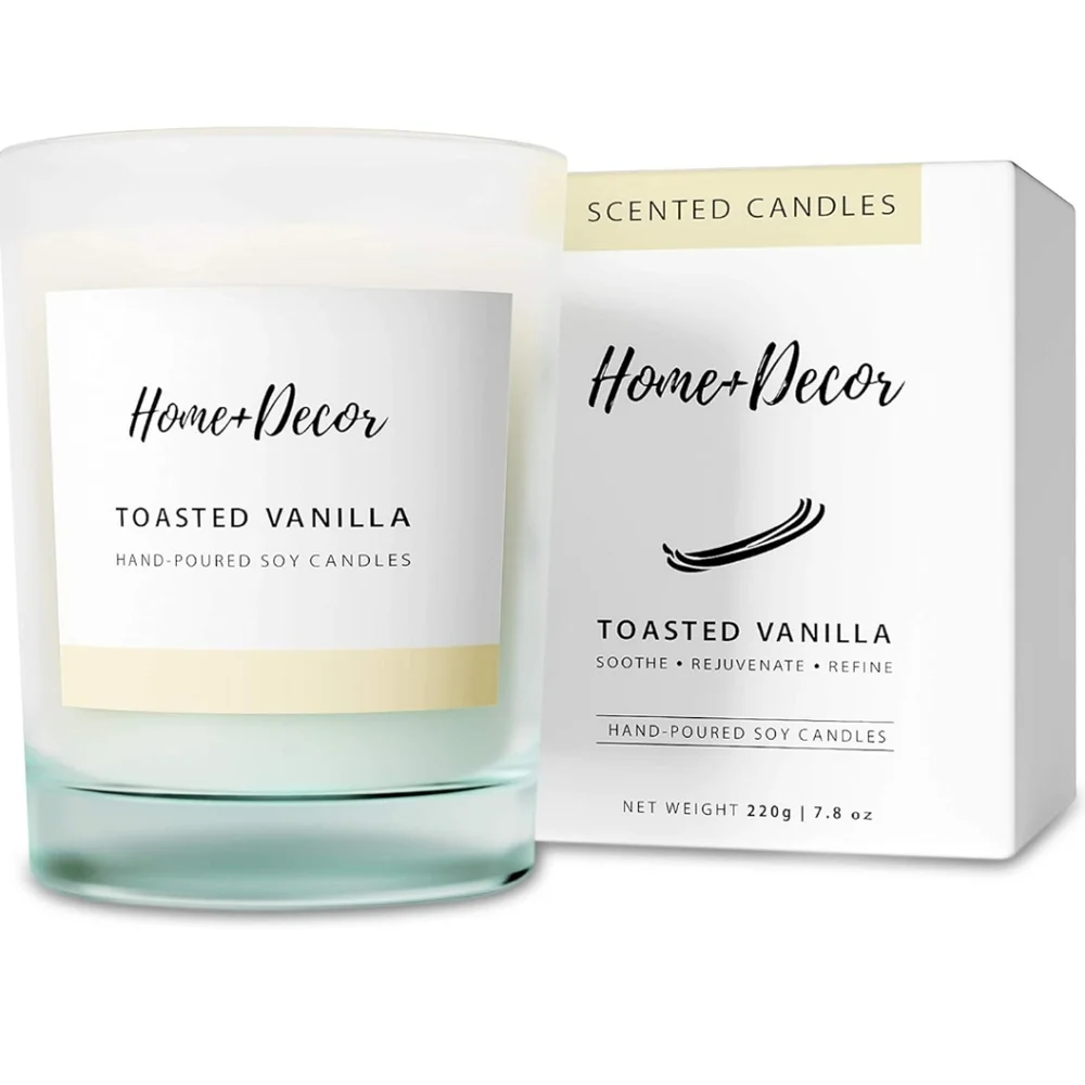 [NIB] Home Decor - Organic Scented Aromatherapy Candle Wood Wick Toasted Vanilla